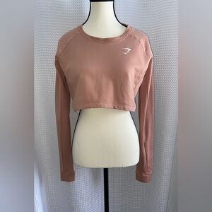 Women’s Gymshark‎ blush pink TRAINING LONG SLEEVE CROP TOP size small